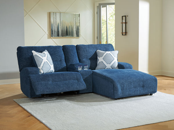 Acklen Place - Navy - 3-Piece Power Reclining Sectional Sofa With Raf Chaise