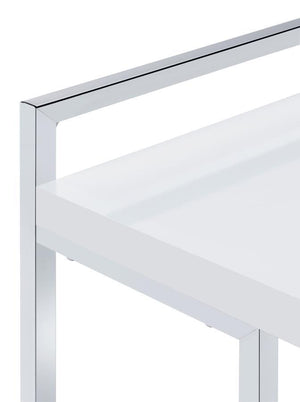 Dani - Rectangular C-Shaped Sofa Side Table - White High Gloss