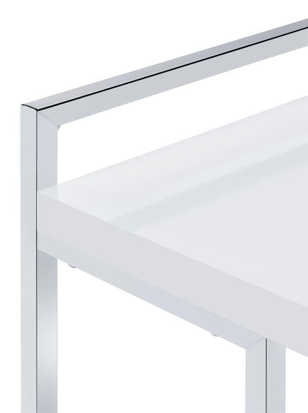 Dani - Rectangular C-Shaped Sofa Side Table - White High Gloss