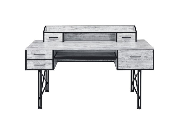 Safea - Desk - Antique White & Black Finish