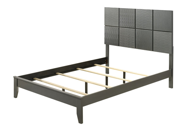  characterized by its rich gunmetal finish and distinctive textured front panels. The centerpiece