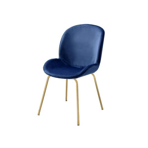Chuchip - Side Chair (Set of 2) - Blue Velvet & Gold