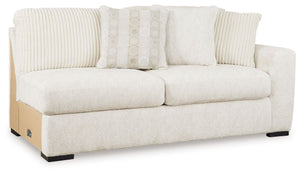 This right-arm facing sofa is made with polyester upholstery. Pairs with other items in the series to make a sectional.<br><br><b>Additional Dimensions</b><br><ul><li>Arm height: 27-"</li><li>Seat depth: 25-"</li><li>Seat height: 22-"</li><li>Top of cushi