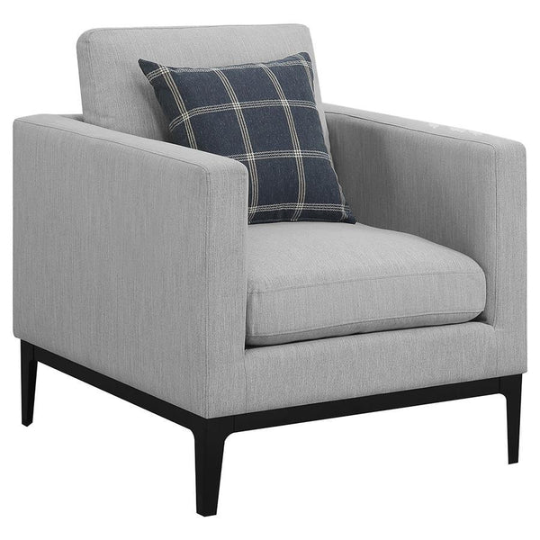 Curl up with a good book and unwind after a long day. This cozy chair is the perfect foundation for casual relaxation. A comfortable back and seat cushion allow for hours of leisurely lounging. Soft, grey upholstery gives it a touch of subtle style. Its s