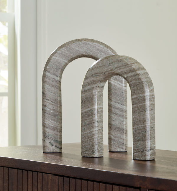  this sculpture set elevates your decor with the beauty of natural stone. The taupe marble construction is equally classic and contemporary. Displayed together or placed separately