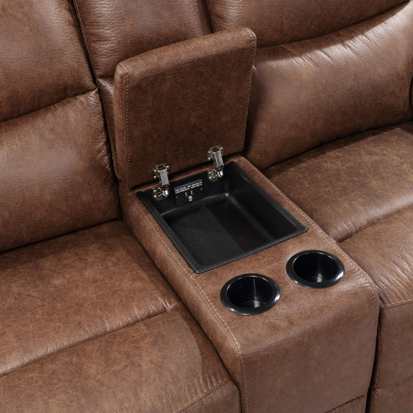 Ryland - Console Loveseat With Power Footrest - Brown