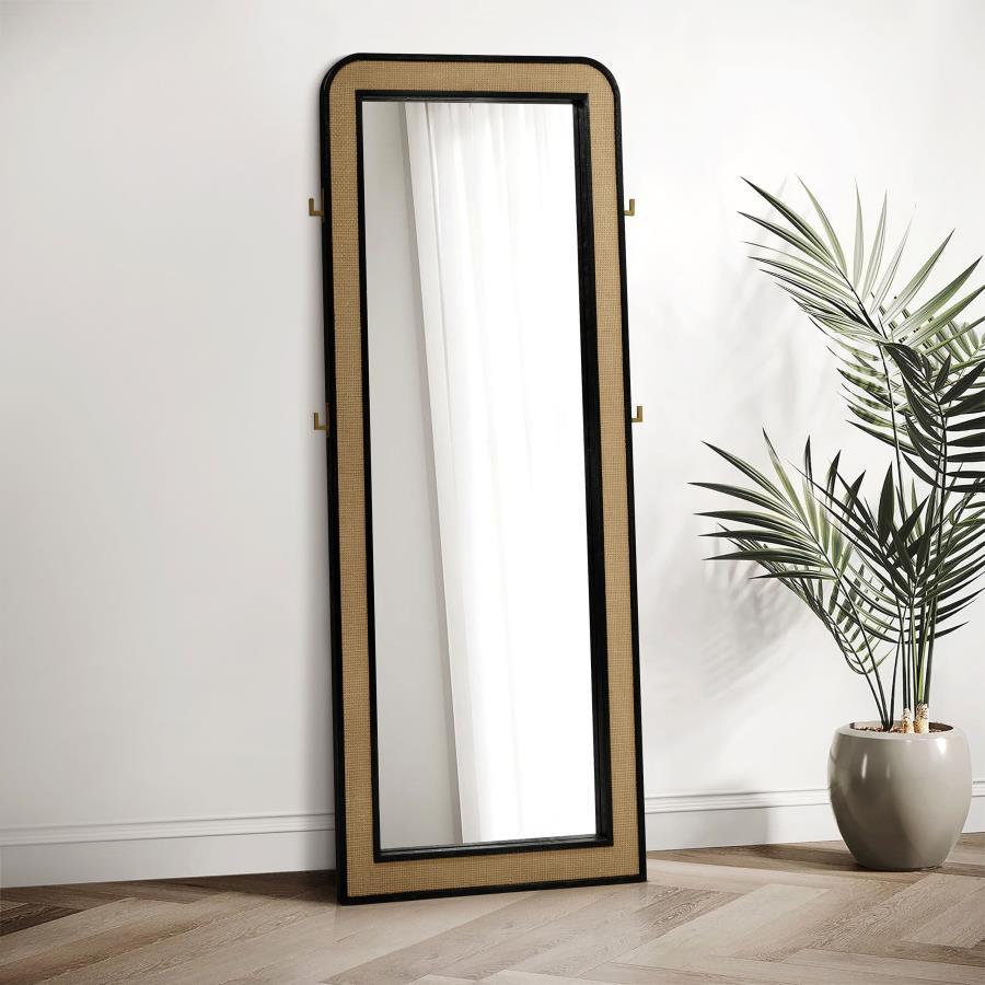 Elevate your bedroom or dressing area with this elegant full-length mirror, designed to bring both style and functionality to your space. The mirror features a sleek, rounded-edge frame finished in a sophisticated, textured material that adds a touch of w