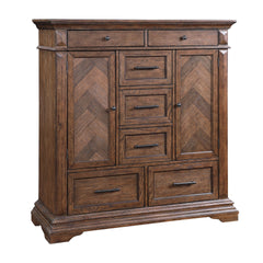 Discover the Mar Vista Door Chest, a testament to enduring craftsmanship and thoughtful design. Constructed from solid Rubberwood and Oak veneers, this piece promises robust strength and longevity. The rich walnut finish, achieved through meticulous distr