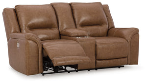 Trasimeno - Caramel - Power Reclining Loveseat with Console /Adj Hdrst