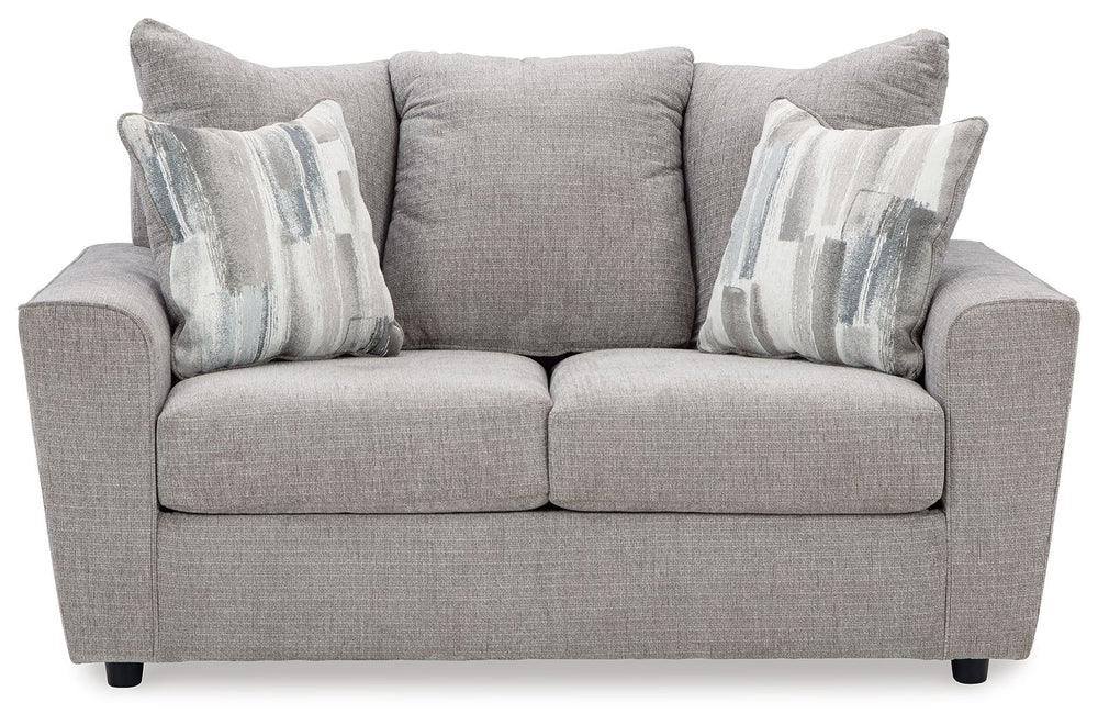 Whatâ€™s new in neutrals? Shades of gray, of course. Embrace the sophisticated design trend with this gorgeous loveseat, which offers a clean-lined, contemporary style at a comfortably cool price. Sure to lift your spirits, the plush chenille fabric is fa