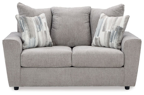 Whatâ€™s new in neutrals? Shades of gray, of course. Embrace the sophisticated design trend with this gorgeous loveseat, which offers a clean-lined, contemporary style at a comfortably cool price. Sure to lift your spirits, the plush chenille fabric is fa