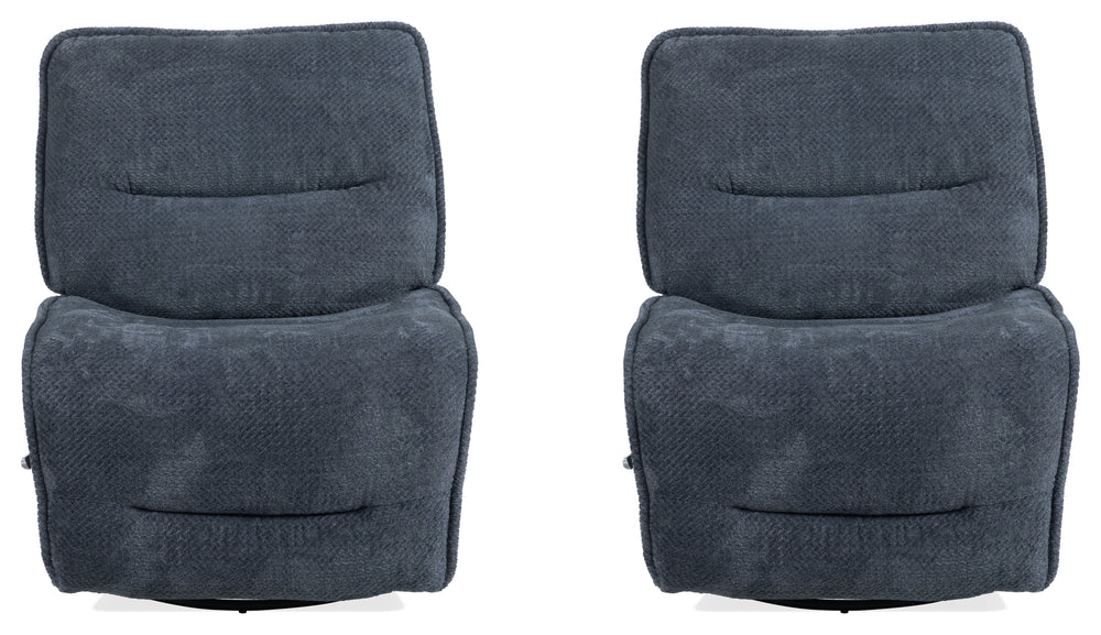 The Leo manual swivel glider recliner is a stylish, durable chair crafted with high-performance materials. Featuring padded backs and sides and a manual recline pull, this chair offers a modern look and a perfect blend of relaxation and versatility with i