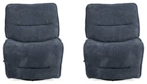 The Leo manual swivel glider recliner is a stylish, durable chair crafted with high-performance materials. Featuring padded backs and sides and a manual recline pull, this chair offers a modern look and a perfect blend of relaxation and versatility with i