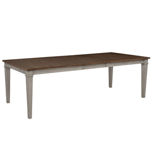 The Mariana Rectangle Dining Table in Vintage CrÃ¨me is expertly crafted from solid Rubberwood, premium manufactured woods, and authentic Acacia wood veneers, ensuring both durability and timeless beauty. Its meticulous multi-step finish in a vintage crÃ¨