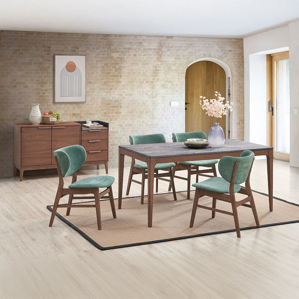Bevis - Side Chair (Set of 2) - Green & Walnut