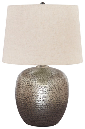 Stay trendy with hammered aluminum that exudes urban refinement. This table lampâ€™s silvertone sheen will fill any space with well-lit splendor.<br><br><b>Additional Dimensions</b><br><ul><li>Shade: 0-"</li><li>Base: 0-"</li><li>Cord length: 100-"</li></