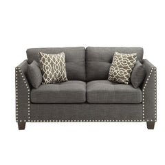 KD, w/4 Pillows Features: Buttonless Tufted (Back/Seat), Nailhead Trim (Armrest/Base) Loose Back & Seat Cushion (3+3) Backrest Style: Cushion Seat Construction: Pocket Coil, Inside Frame: Wood, Ply, Foam