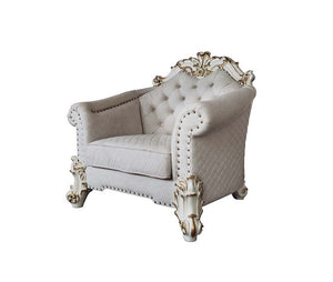 Tracing back to the classical Baroque era, expressed with intent and conviction, our new interpretation of Vendome II is donned. The Vendome II sofa-'s light gray fabric is grand and classy with crystal like button tufting on the back in a crackled gold p
