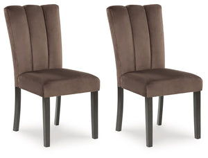 This dining chair reflects your highly contemporary point of view. Its ultra-soft velvet upholstery in chocolate brown is a feast for the senses. Channel stitching details give the chair an elevated, tailored feel. What a delicious choice for an elegantly