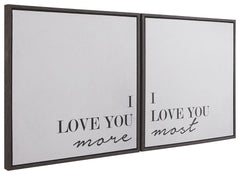 Send an important message with this graphic set of two gallery-wrapped canvases on your walls. Whether this is for your bedroom, your childâ€™s room or the family room, everyone will feel the love you share with this typographical art.<br/><br/><b>Product