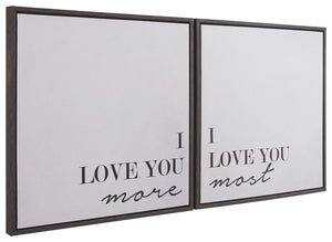 Send an important message with this graphic set of two gallery-wrapped canvases on your walls. Whether this is for your bedroom, your childâ€™s room or the family room, everyone will feel the love you share with this typographical art.<br/><br/><b>Product