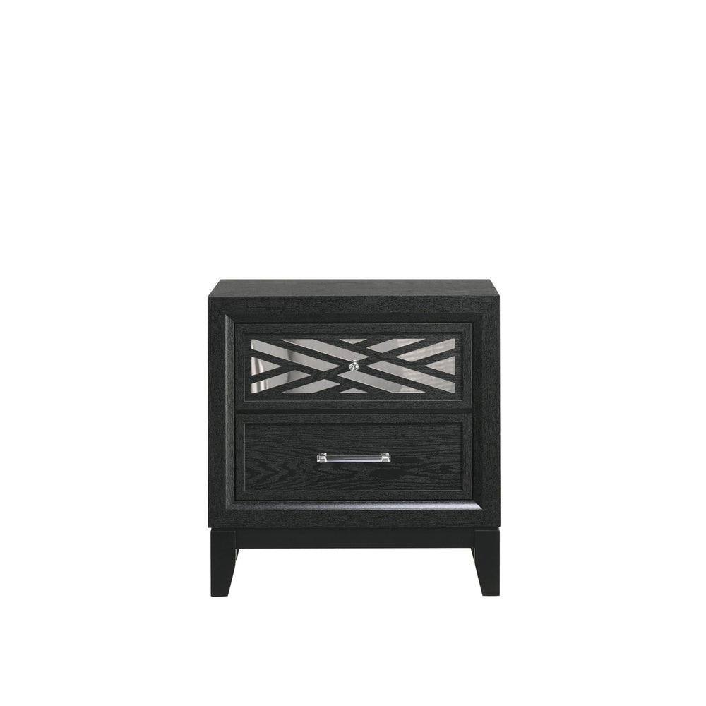 The Obsidian 2-Drawer Nightstand in Black is a striking blend of modern elegance and practical design, perfect for complementing any bedroom decor. Crafted with meticulous attention to detail, this nightstand is made from premium solid Rubberwood, enhance