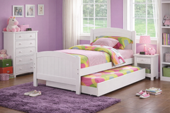 TWIN BED W/TRUNDLE-WHITE
