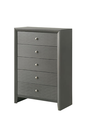Denker - Full 5 Piece Bedroom Set - Gun Metal