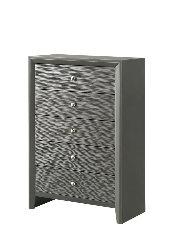 Denker - Full 5 Piece Bedroom Set - Gun Metal