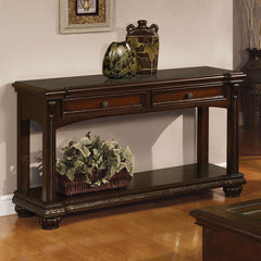 The Anondale traditional coffee table features elegant traditional style and detailing accents with two drawers, reflected in decorative carving motifs. All carefully crafted with selected wood and veneers, this is perfect match for your living room envir