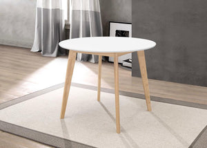  two-tone design. With an eye-catching blend of white and natural wood