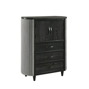 The Skyline Door Chest in Onyx blends bold design with functionality. Crafted from solid Rubberwood, engineered woods, and Ash Wood veneers, itâ€™s built to last with a modern, sophisticated look. The Onyx Black finish with gray glazing enhances the wood 