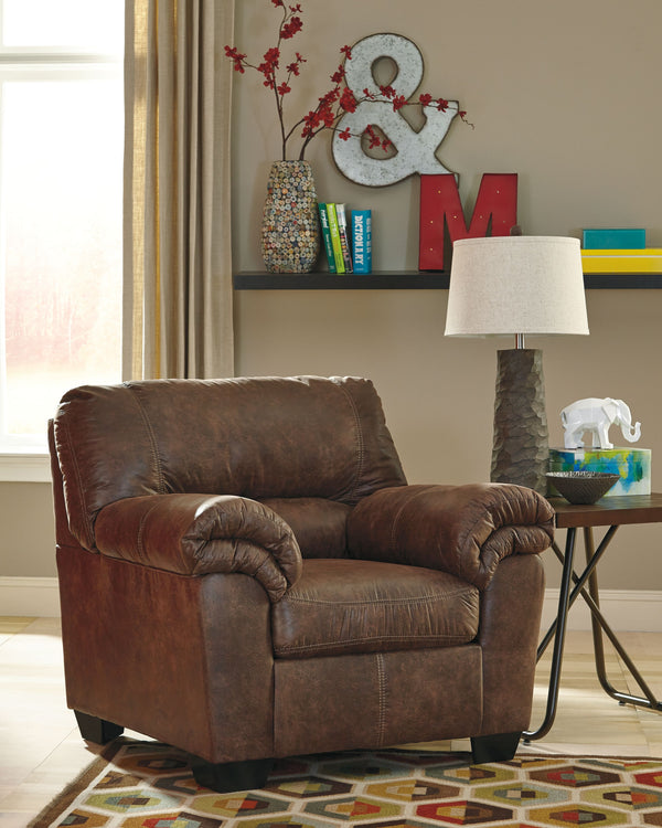  turn to this designer chair and ottoman. Wind down at the end of a long day when you sink into this canyon of comfort. <h4><b>Bladen - Coffee - Chair</b></h4> <table width=-"100%-"><colgroup><col style=-"width: 30%