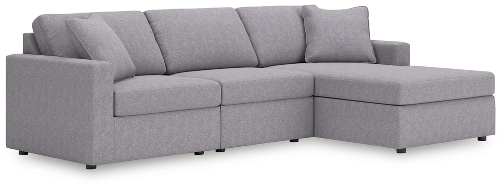 Looking cool and contemporary is great. But when it comes down to it, youâ€™re all about low-maintenance lounging. With the performance fabric on this sectional with chaise, cleaning spills is a breeze. Its customizable modular design caters to your ever-
