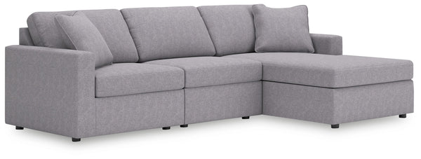 Looking cool and contemporary is great. But when it comes down to it, youâ€™re all about low-maintenance lounging. With the performance fabric on this sectional with chaise, cleaning spills is a breeze. Its customizable modular design caters to your ever-