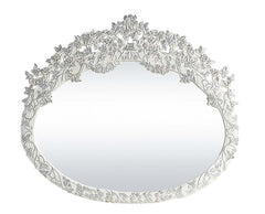 Luxurious style, sophisticated charm, and lustrous finishes are all included in the Vanaheim Bedroom Collection. Extravagant scroll floral design with gold trim accent creates classic appeal and timeless silhouettes. Button tufted headboard and footboard 