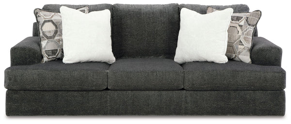 Craving casual refinement? This sofa has you covered. Its decidedly contemporary frame cradles sizable cushions in an ultra-soft neutral hue, lightening the mood in your living room with simple style and everyday comfort. Solid and geometric accent pillow