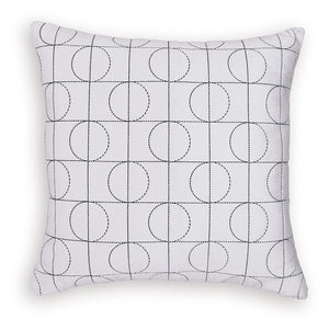 Cozy comfort meets contemporary design with this accent pillow. Its ultra-soft white velvet fabric is embroidered with a chic geometric design in a contrasting black hue. The neutral tones make it easy to layer with other pillows, giving you so many style