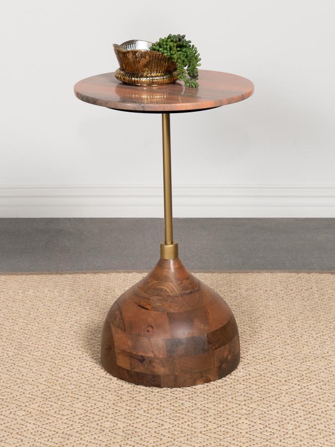 Gorgeous exotic ambiance bridges both natural and glam to keep your living space updated with a rich palette. The Colima side table blends rich, warm tones and offers an eye-catching silhouette to embellish your living room, bedroom, or entryway. A peace 