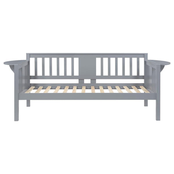 Bethany - Wood Twin Daybed With Drop - Down Tables - Gray