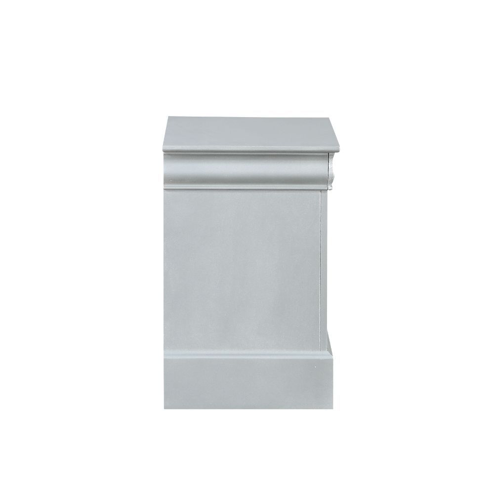 Bring casual elegance into your home with the Louis Phillipe nightstand. This nightstand is a piece that offers any bedroom a sophisticated look. Finished in classic finish with metal hardware, the simple moldings and luxurious pull handles add subtle sty