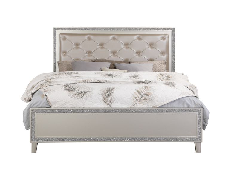Box Spring RequiredPadded Headboard Button Tufted HeadboardRaised Molding Trim<br/><br/><b>Product Features</b><ul><li>Box Spring Requiredâ€§Padded Headboardâ€§ Button Tufted Headboardâ€§Raised Molding Trim</li><li>Case: 1Set/3Ctn</li><li>Finish: PU & Cha