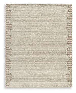 Dress up any floor with the tastefully approachable design of this rug. Its distinctive stepped border pattern, rendered in versatile neutrals, creates a subtly eye-catching look that brings modern elegance to any casual space. Crafted from wool with a ge