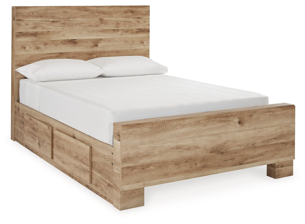 Inspired by natural beauty, refined to perfection. With its warm and inviting golden rustic finish, the Hyanna full panel bed with storage brings cozy outdoor vibes to your bedroom. Four storage drawers keep clothes, clutter or linens neatly tucked away, 