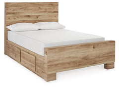 Inspired by natural beauty, refined to perfection. With its warm and inviting golden rustic finish, the Hyanna full panel bed with storage brings cozy outdoor vibes to your bedroom. Two storage drawers keep clothes, clutter or linens neatly tucked away, a