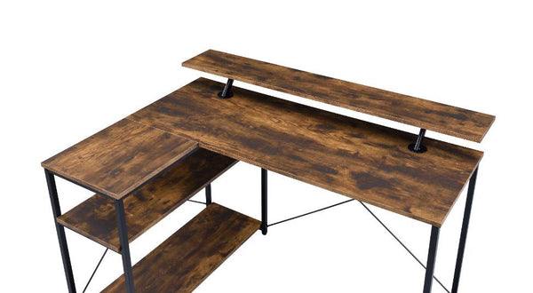  the L-shaped desk fits corner perfectly to maximize your existing office space. The wooden desk is designed with a unique