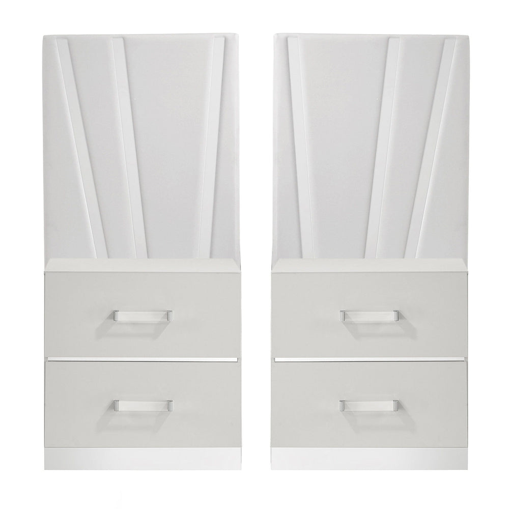 The Europa decorative back panels are designed for use with the Europa Nightstand. The Europa-'s sophisticated look is achieved through a gleaming white finish, mylar accents, and acrylic drawer pulls. Quality craftsmanship is evident in the eco-friendly 