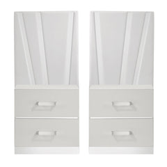 The Europa decorative back panels are designed for use with the Europa Nightstand. The Europa-'s sophisticated look is achieved through a gleaming white finish, mylar accents, and acrylic drawer pulls. Quality craftsmanship is evident in the eco-friendly 