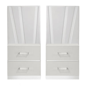 The Europa decorative back panels are designed for use with the Europa Nightstand. The Europa-'s sophisticated look is achieved through a gleaming white finish, mylar accents, and acrylic drawer pulls. Quality craftsmanship is evident in the eco-friendly 