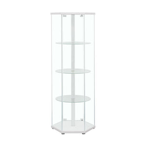 Zahavah - 4-Shelf Hexagonal Clear Glass Curio Cabinet - White